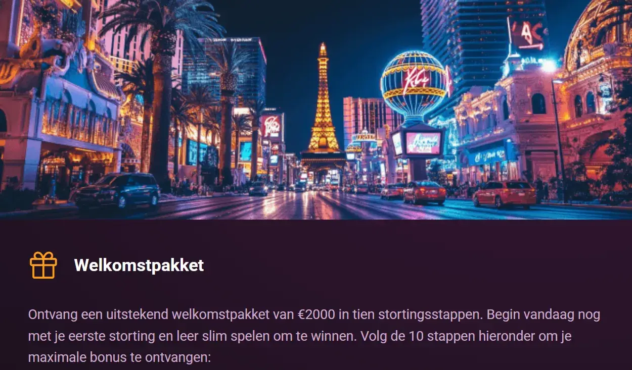 Rony Casino welkomstbonus tot €2000 + 200 gratis spins overzicht