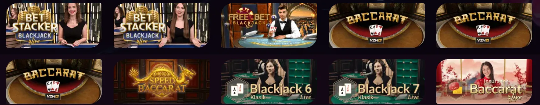 Tafelspellen Rony Casino – blackjack, roulette, baccarat en poker